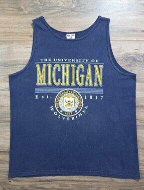 TEE JAYS Sof-Tee University of Michigan Tank Top Men's XL Navy Blue